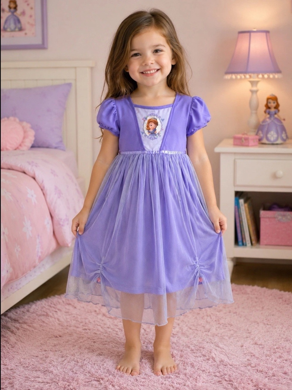 Vintage Disney Junior Sofia The First Princess Nightgown Sleep Dress Girls 4T
